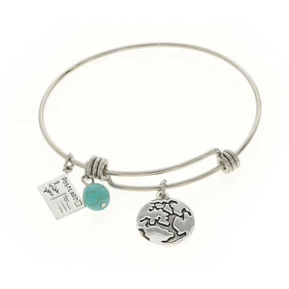 I Miss You Post Card Bangle Bracelet with Charms - Picture 1 of 5